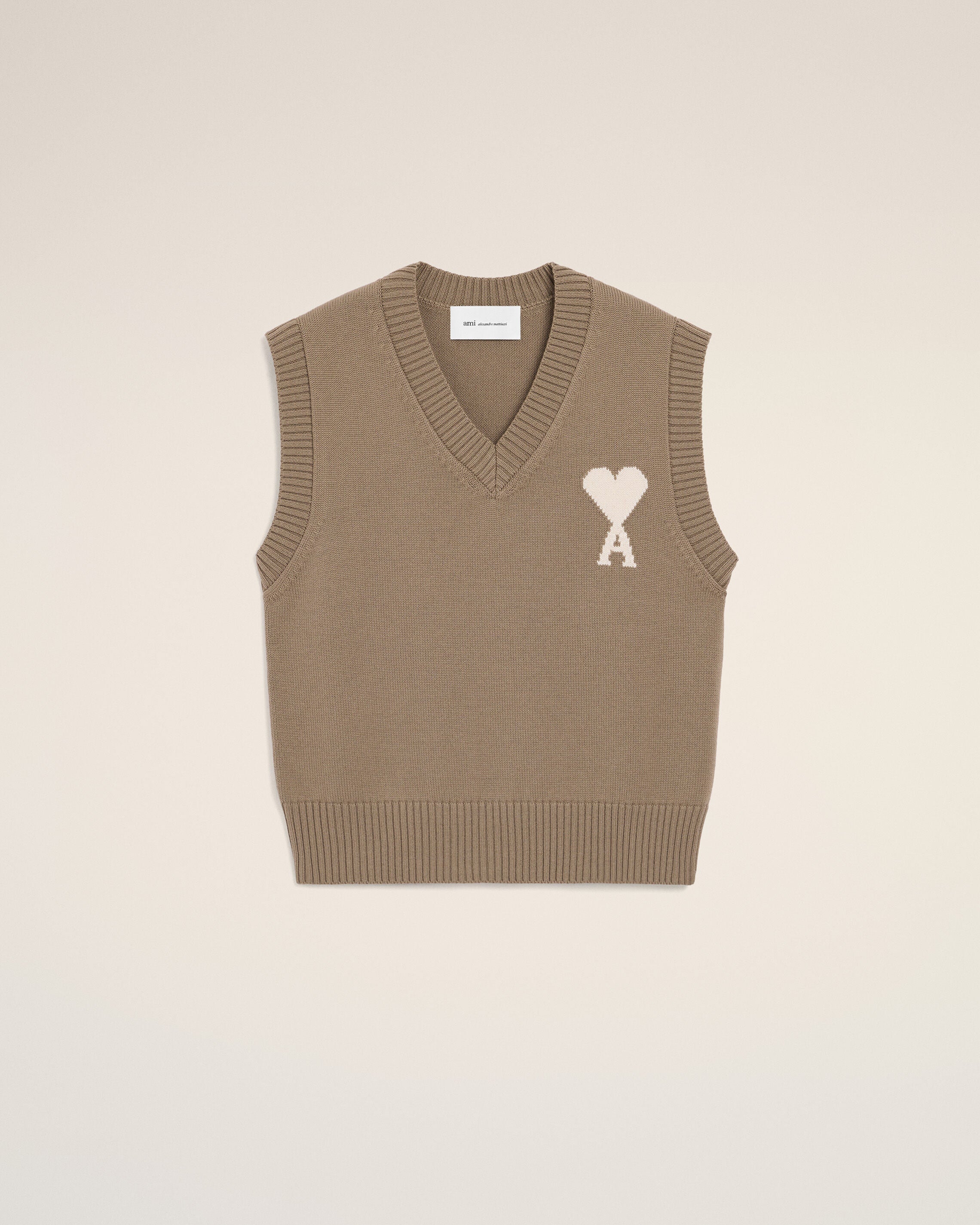 Beige Wool And Cotton Sleeveless Ami De Coeur Sweater