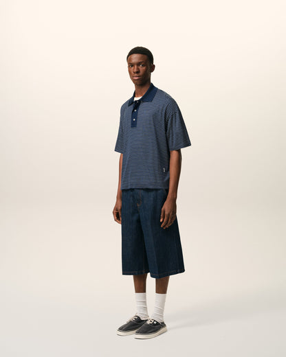 Blue Cotton Striped Ami De Coeur Polo