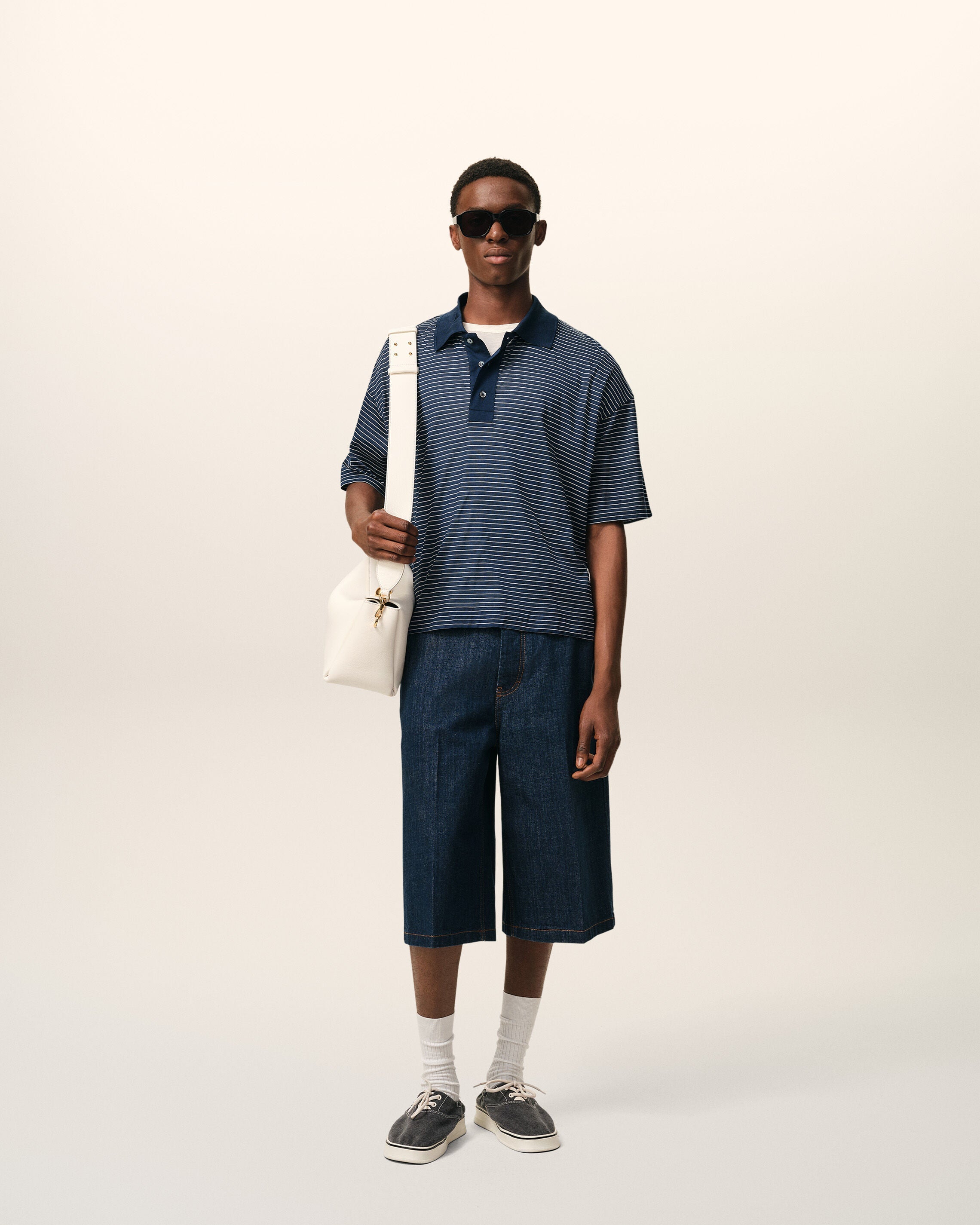 Blue Cotton Striped Ami De Coeur Polo