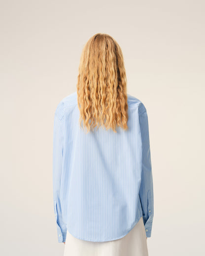 Blue Cotton Long Sleeve Ami De Coeur Boxy Shirt