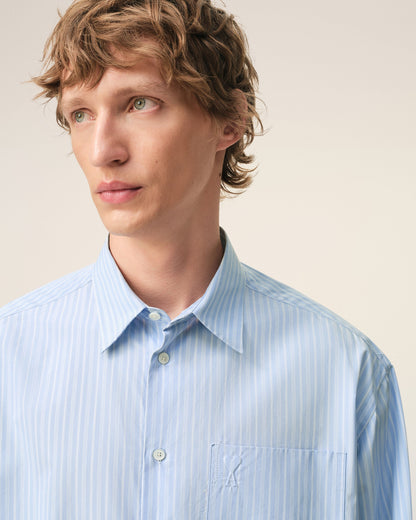 Blue Cotton Long Sleeve Ami De Coeur Boxy Shirt