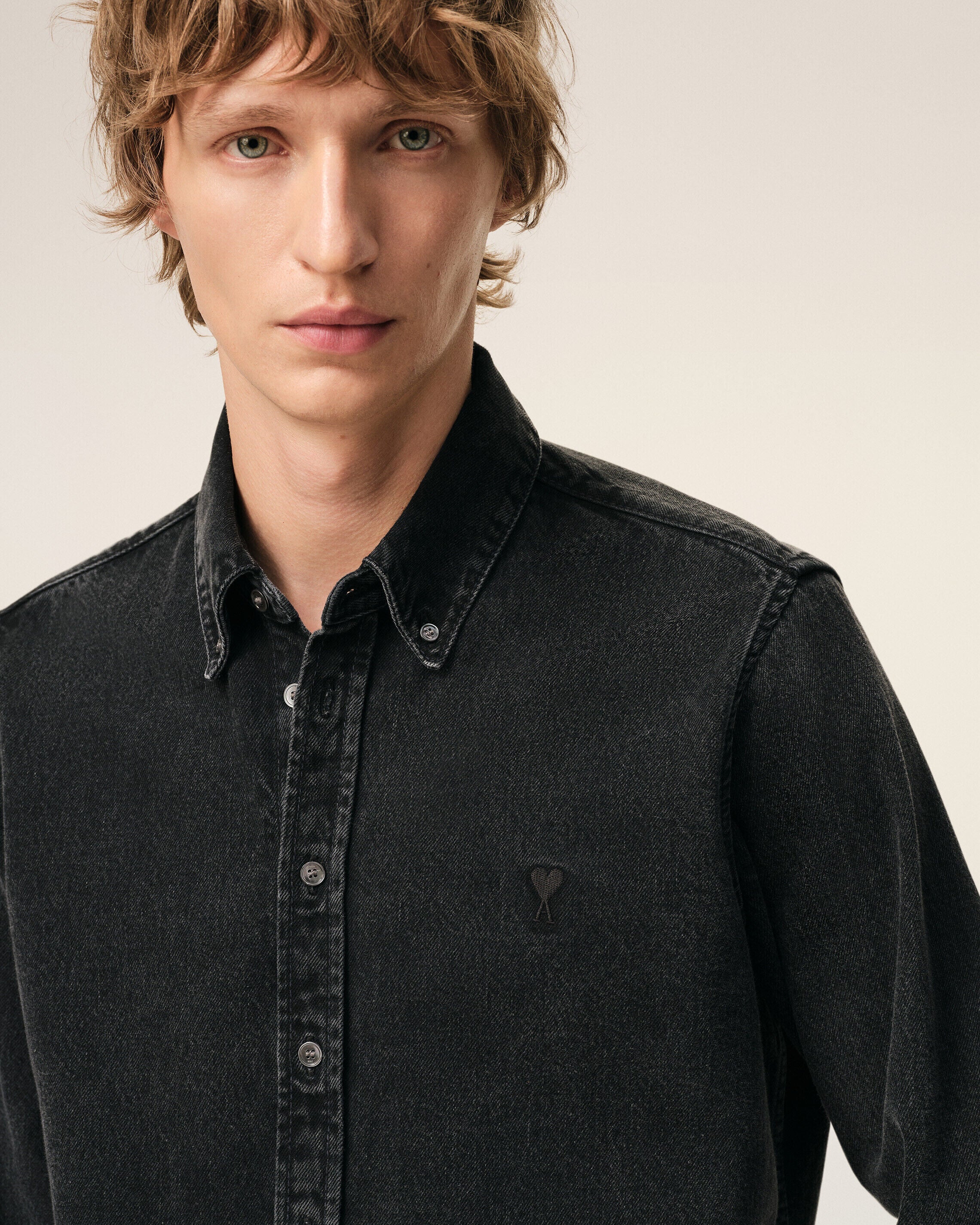 Black Denim Cotton Ami De Coeur Shirt