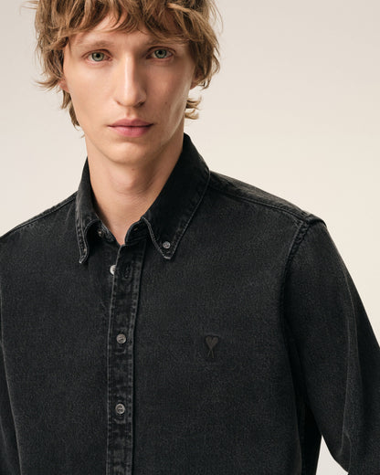 Black Denim Cotton Ami De Coeur Shirt