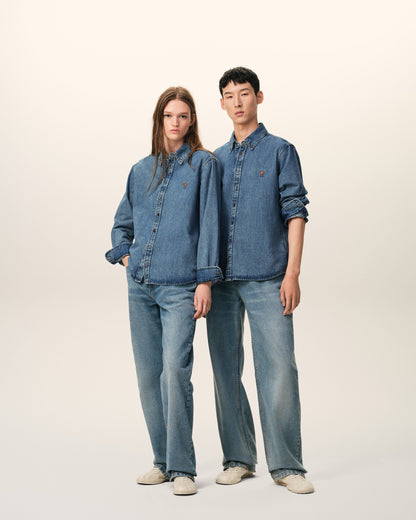 Blue Denim Cotton Ami De Coeur Shirt