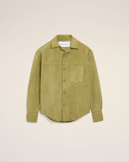 AmiParis Green Goat Leather Buttoned Overshirt
