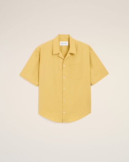 AmiParis Yellow Cotton Short Sleeve Camp Collar Boxy Shirt