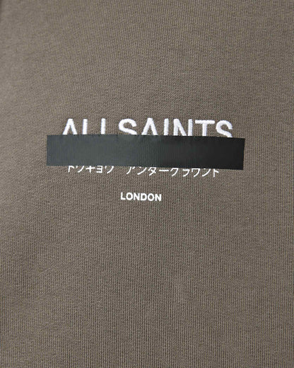 AllSaints Redact Pullover Embroidered Logo Hoodie Forest Green