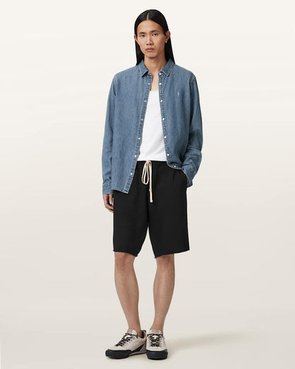 AllSaints Helix Straight Fit Sweat Shorts Jet Black