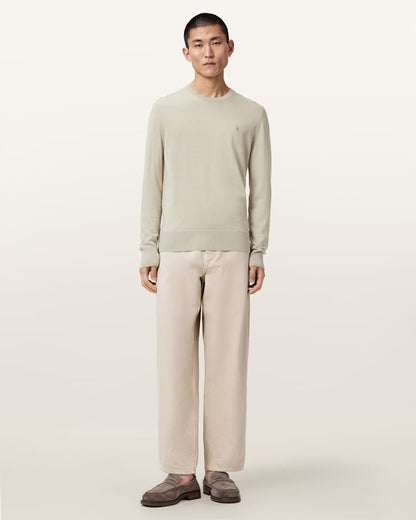 AllSaints Mode Merino Crew Neck Ramskull Sweater Powdered Green