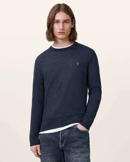 AllSaints Mode Merino Crew Neck Ramskull Sweater Powdered Green