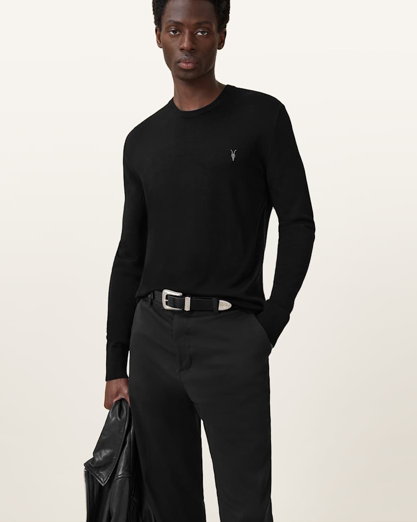 AllSaints Mode Merino Crew Neck Ramskull Sweater Powdered Green