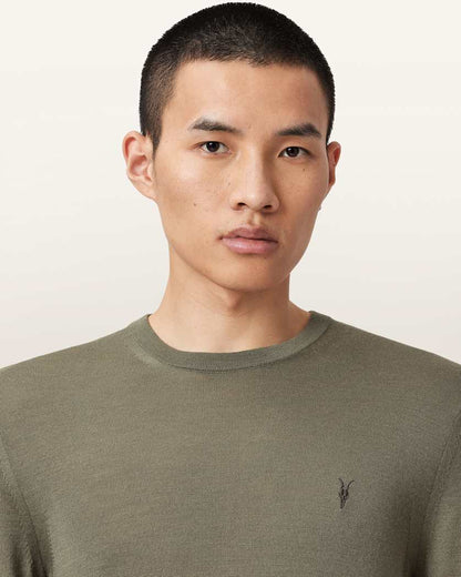 AllSaints Mode Merino Crew Neck Ramskull Sweater Powdered Green