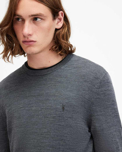 AllSaints Mode Merino Crew Neck Ramskull Sweater Powdered Green