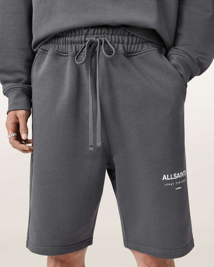 AllSaints Underground Relaxed Fit Sweat Shorts Dark Steel Blue
