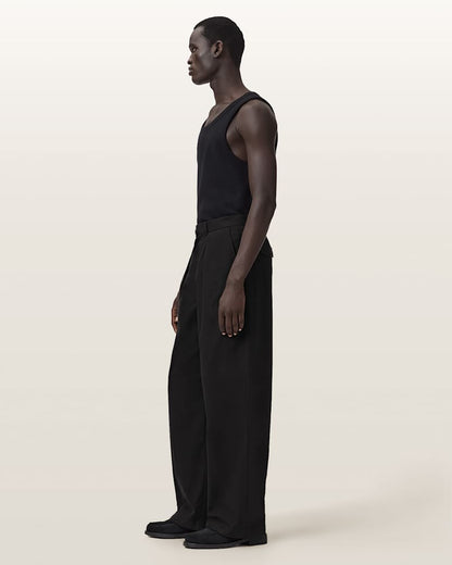 AllSaints Conway Wide Leg Pleated Pants Sandshell Taupe