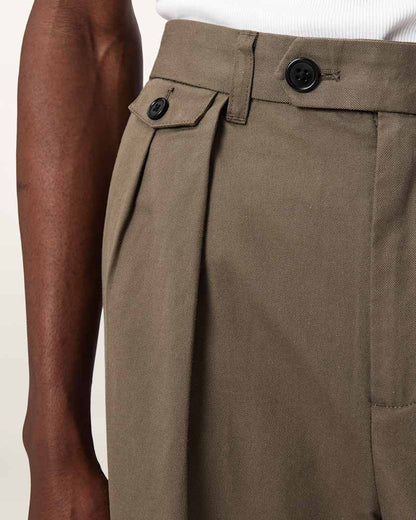 AllSaints Conway Wide Leg Pleated Pants Sandshell Taupe
