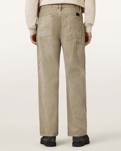 AllSaints Mullen Carpenter Wide Fit Denim Jeans Light Ash Green