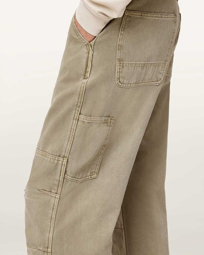AllSaints Mullen Carpenter Wide Fit Denim Jeans Light Ash Green