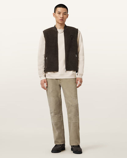 AllSaints Mullen Carpenter Wide Fit Denim Jeans Light Ash Green