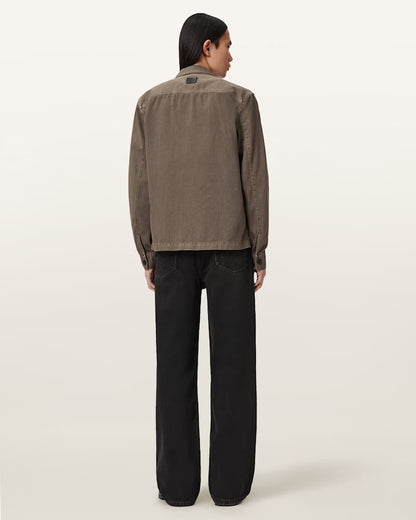 AllSaints Lenny Wide Leg Denim Jeans Overdyed Brown