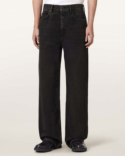 AllSaints Lenny Wide Leg Denim Jeans Overdyed Brown