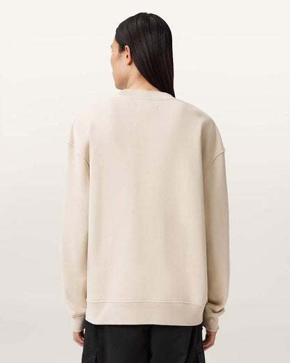 AllSaints Haven Crew Neck Sweatshirt Feather Taupe