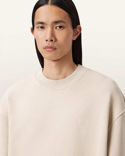 AllSaints Haven Crew Neck Sweatshirt Feather Taupe