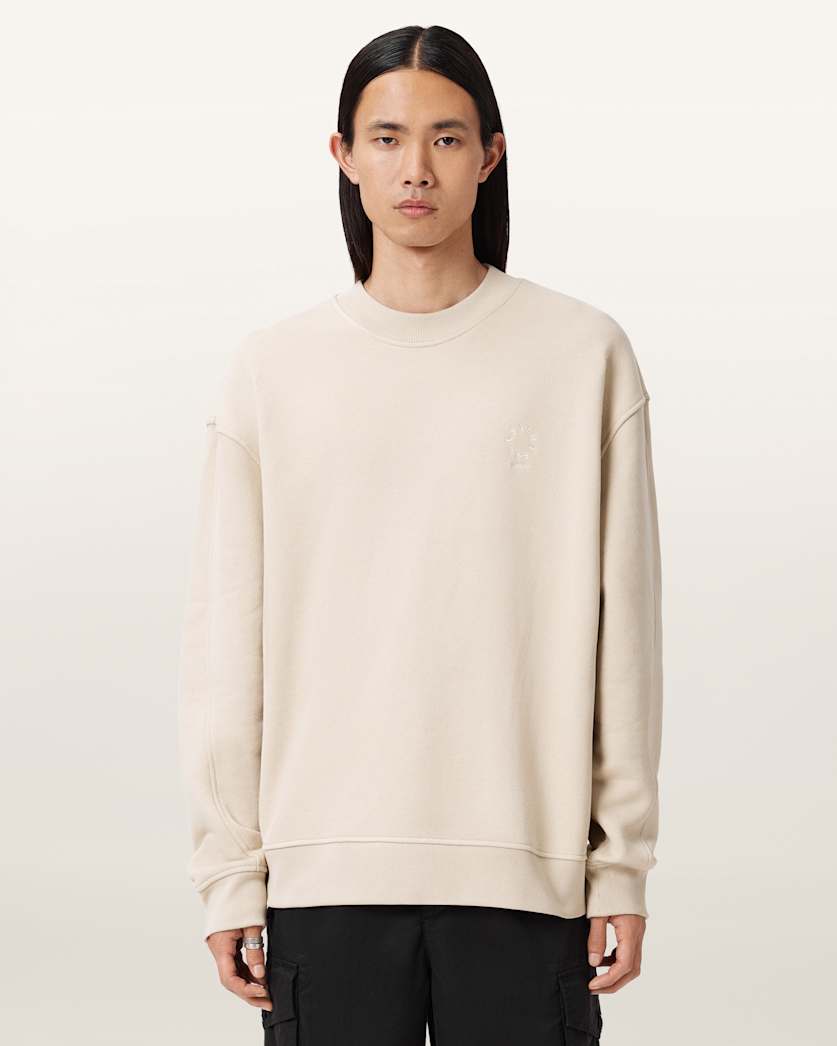 AllSaints Haven Crew Neck Sweatshirt Feather Taupe