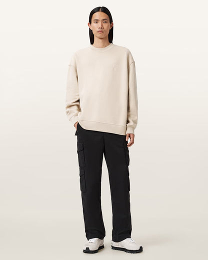 AllSaints Haven Crew Neck Sweatshirt Feather Taupe
