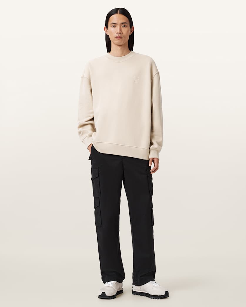 AllSaints Haven Crew Neck Sweatshirt Feather Taupe