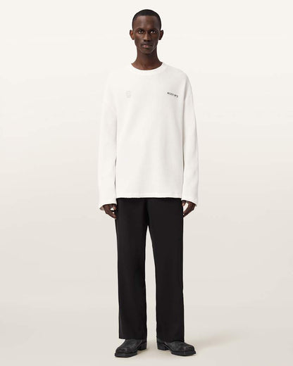 AllSaints Emblem Oversized Long Sleeve T Shirt Cottage White