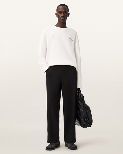 AllSaints Emblem Oversized Long Sleeve T Shirt Cottage White