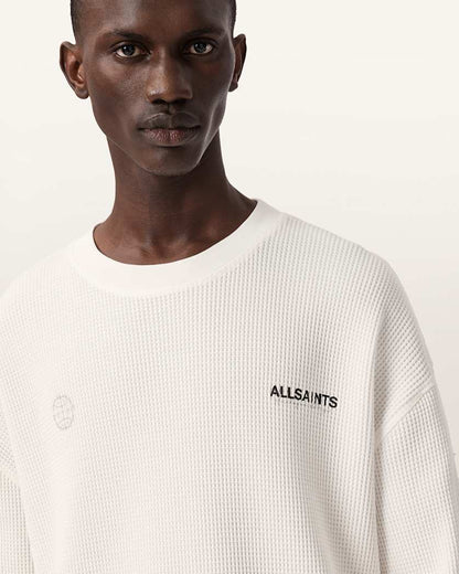 AllSaints Emblem Oversized Long Sleeve T Shirt Cottage White