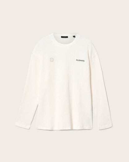AllSaints Emblem Oversized Long Sleeve T Shirt Cottage White