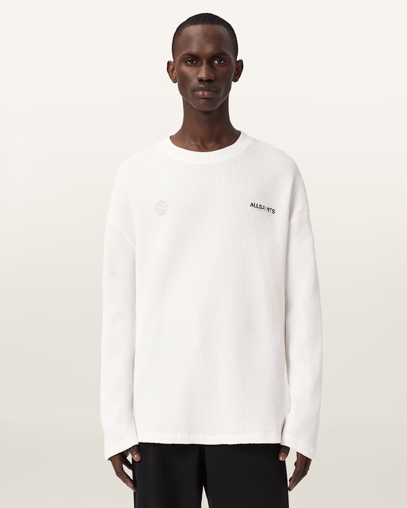 AllSaints Emblem Oversized Long Sleeve T Shirt Cottage White