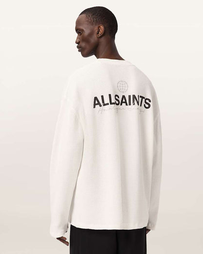 AllSaints Emblem Oversized Long Sleeve T Shirt Cottage White