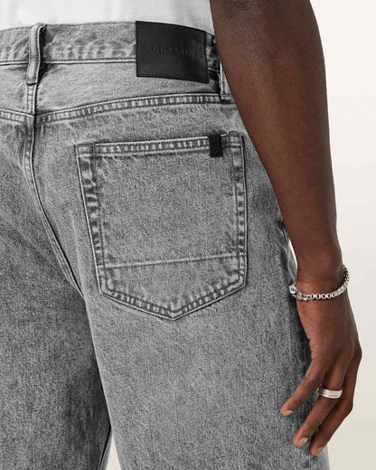 AllSaints Lenny Loose Fit Wide Leg Denim Jeans Light Grey