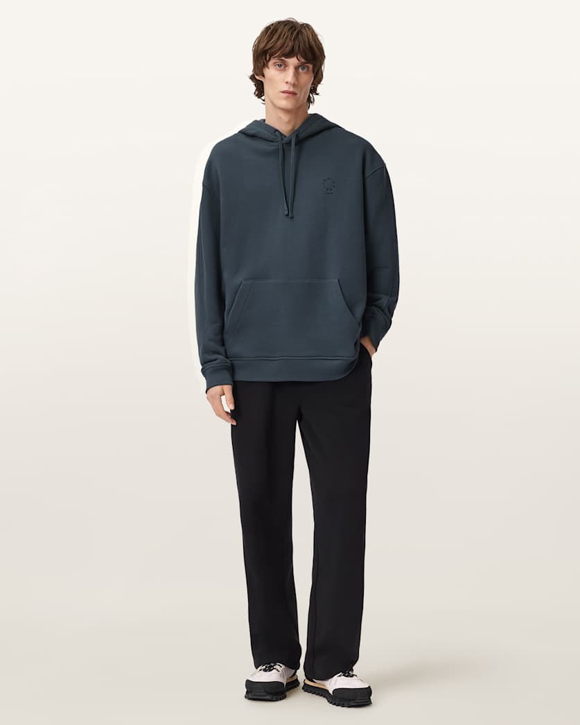 AllSaints Haven Boxy Hoodie Moonstone Blue