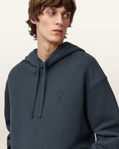 AllSaints Haven Boxy Hoodie Moonstone Blue