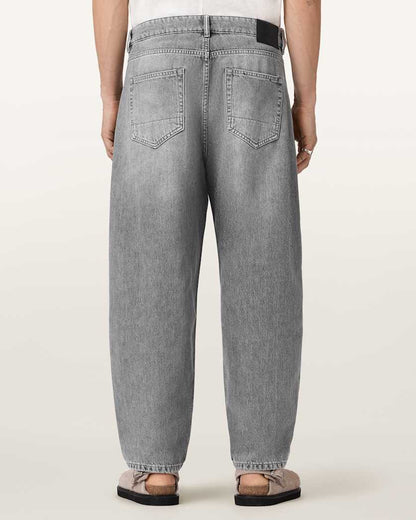 AllSaints Curve Barrel Leg Denim Jeans Washed Grey