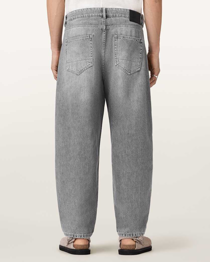 AllSaints Curve Barrel Leg Denim Jeans Washed Grey