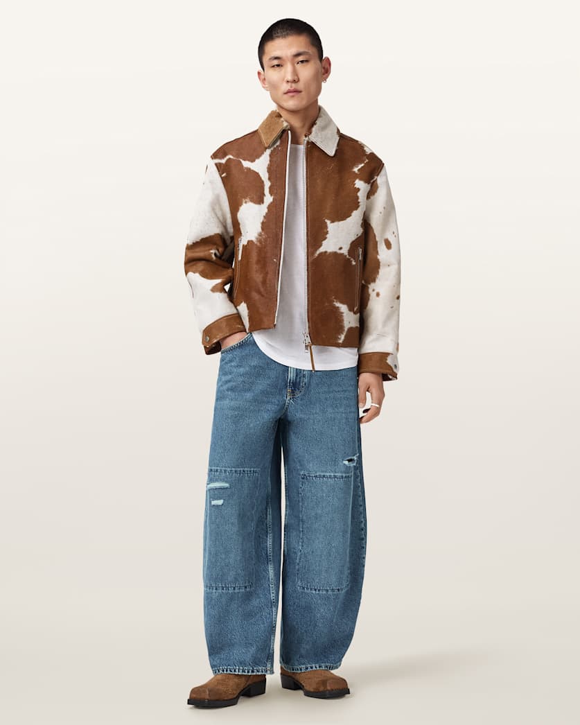 AllSaints Barrel Slouch Denim Jeans Destroy Mid Indigo