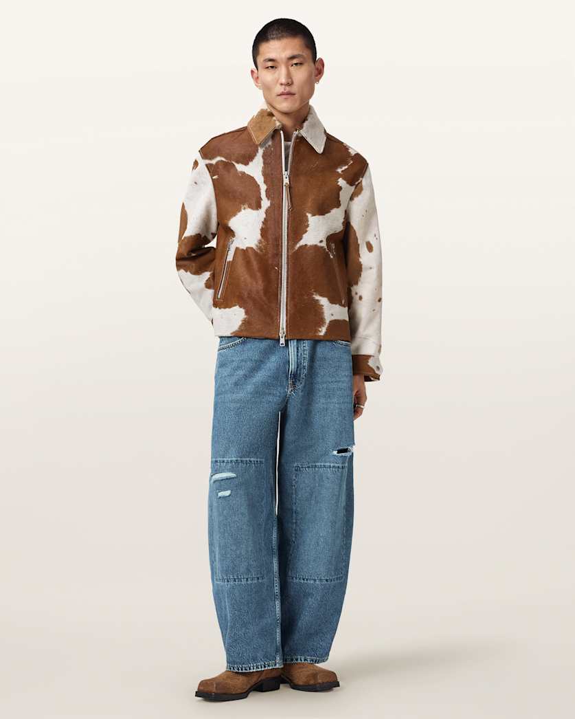 AllSaints Barrel Slouch Denim Jeans Destroy Mid Indigo