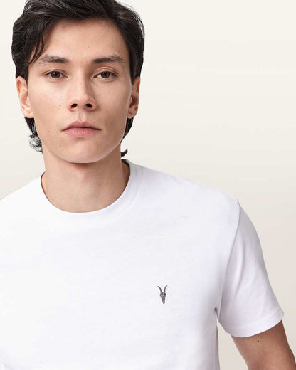 AllSaints Dexter Short Sleeve Ramskull T Shirt Optic White