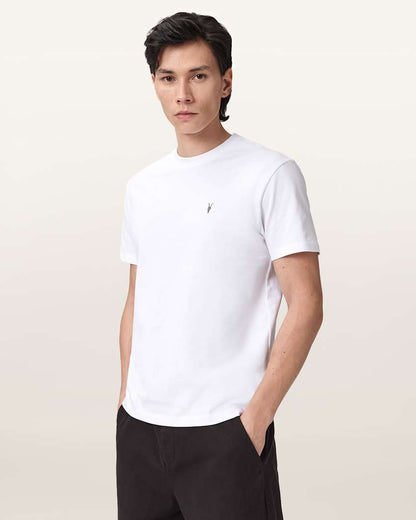 AllSaints Dexter Short Sleeve Ramskull T Shirt Optic White