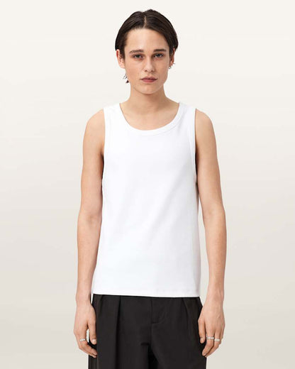 AllSaints Axel Ribbed Cotton Vest Optic White