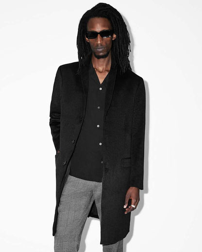 AllSaints Hal Single Breasted Wool Blend Coat Camel Brown