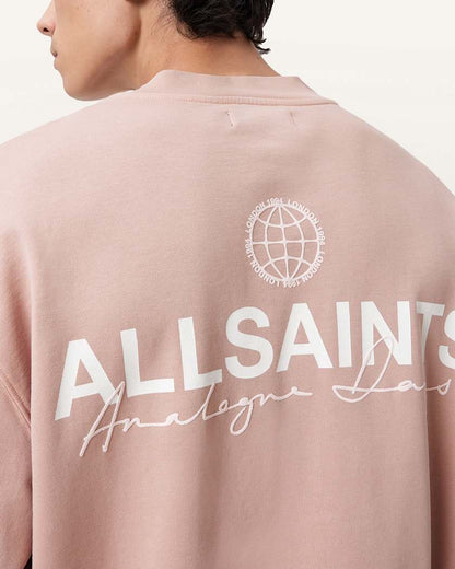 AllSaints Emblem Crew Neck Cotton Sweatshirt Sunbaked Pink