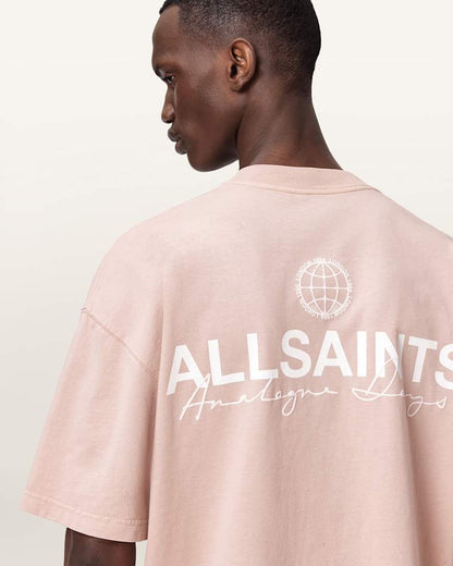 AllSaints Emblem Short Sleeve Cotton T Shirt Sunbaked Pink
