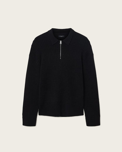 AllSaints Jakob Long Sleeve Polo Black